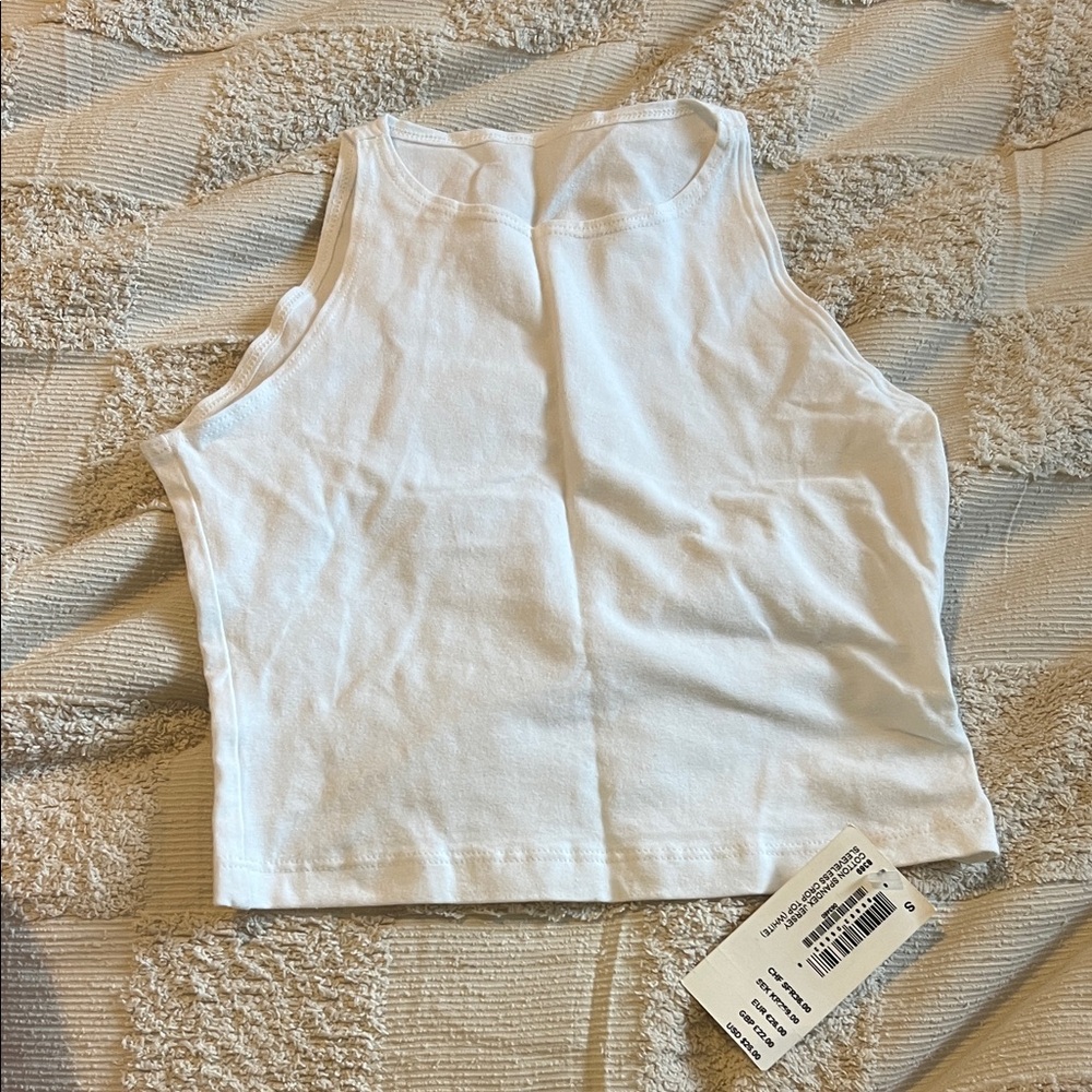 American Apparel White Sleeveless Crop Top